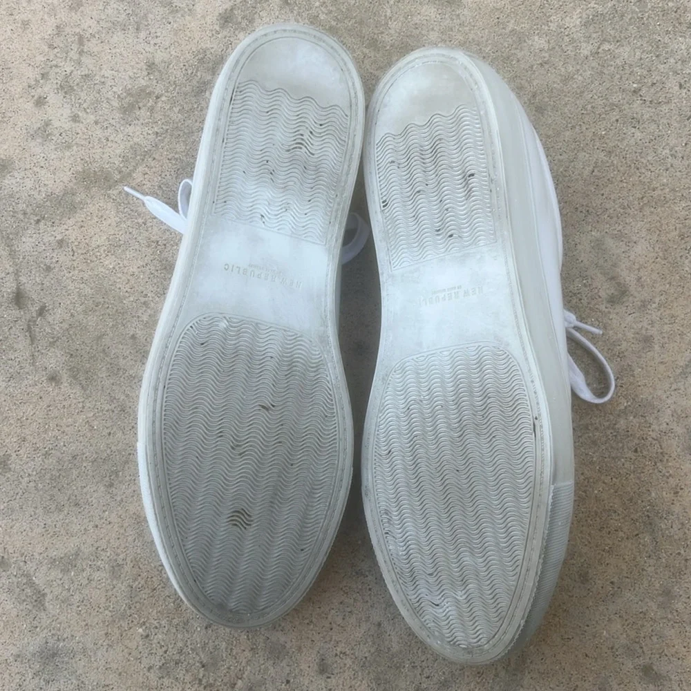 New Republic by Mark Monairy Men's White Leather Casual Sneakers Size 12